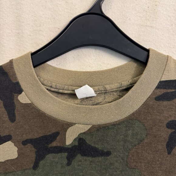Vtg 80s Rare Woodland Camo Made In USA Single Stitch Pocket T Shirt Men’s Medium - Picture 3 of 9